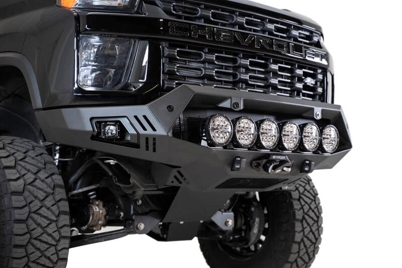 Chevrolet Silverado 2500 Bumper - Front - Addictive Desert Designs - Bomber HD - Hammer Black with Satin Black panels - `20-`27